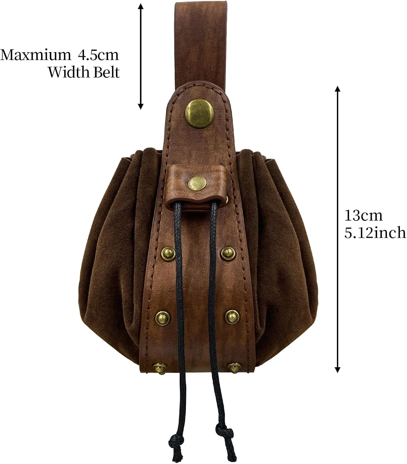 JAOYU Leather Drawstring Belt Pouch Renaissance Medieval Coin Pouch Leather Waist Pack Vintage Belt Pouch Dice Bag for LARP Ren Faire Accessories