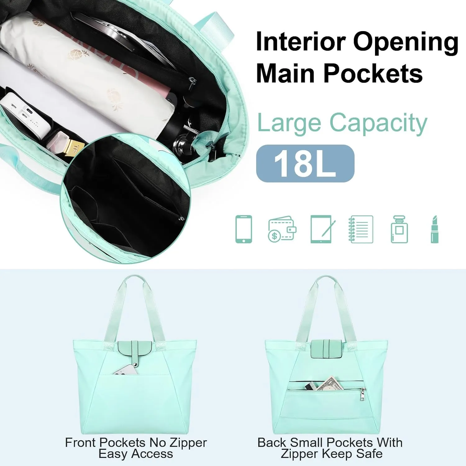 JASGOOD Tote Bag for Women Foldable Tote Bag for Travel Large Shoulders Bags Handbags