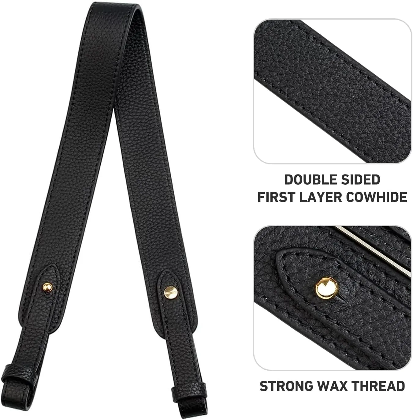 jiesinlov Genuine Leather Shoulder Bag Straps Replacement for Picotin Handbags (Gold Black-S)