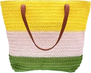 JNF Large Colorful Beach Bags for Women Straw Beach Tote bag Rattan Woven Crochet Beach Bags Boho Beach Towels Bag Set