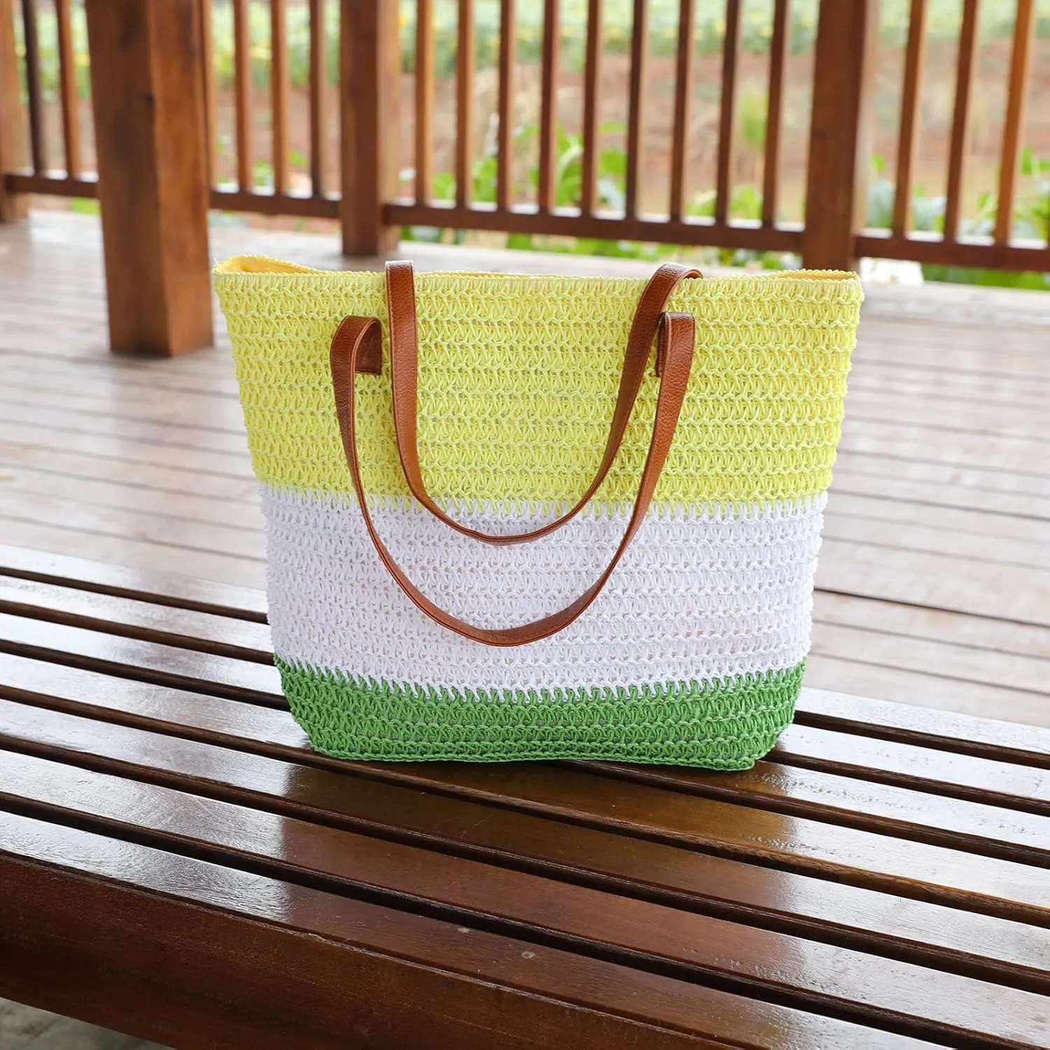 JNF Large Colorful Beach Bags for Women Straw Beach Tote bag Rattan Woven Crochet Beach Bags Boho Beach Towels Bag Set