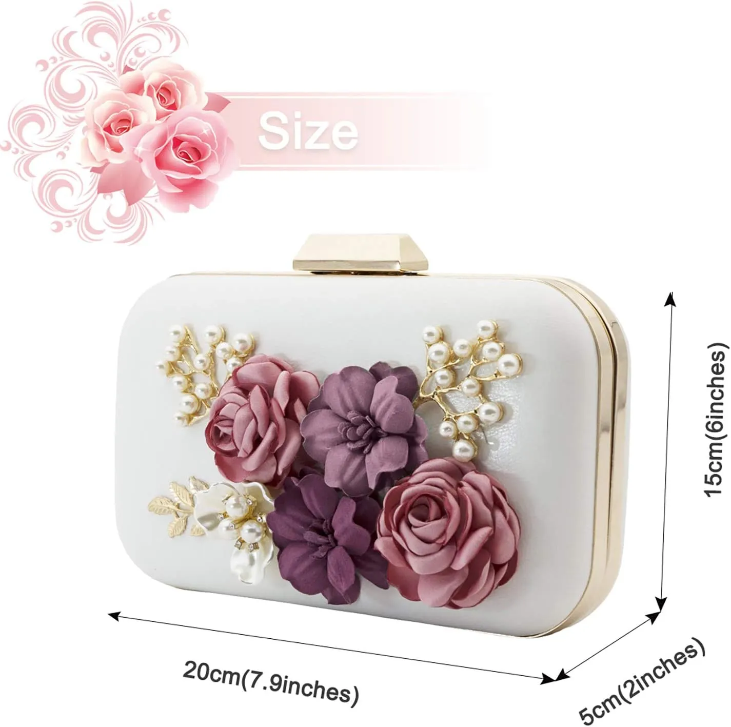 JO&FO Women Clutches Purses Bags Flower Envelope Beaded Prom Wedding Evening Handbag …