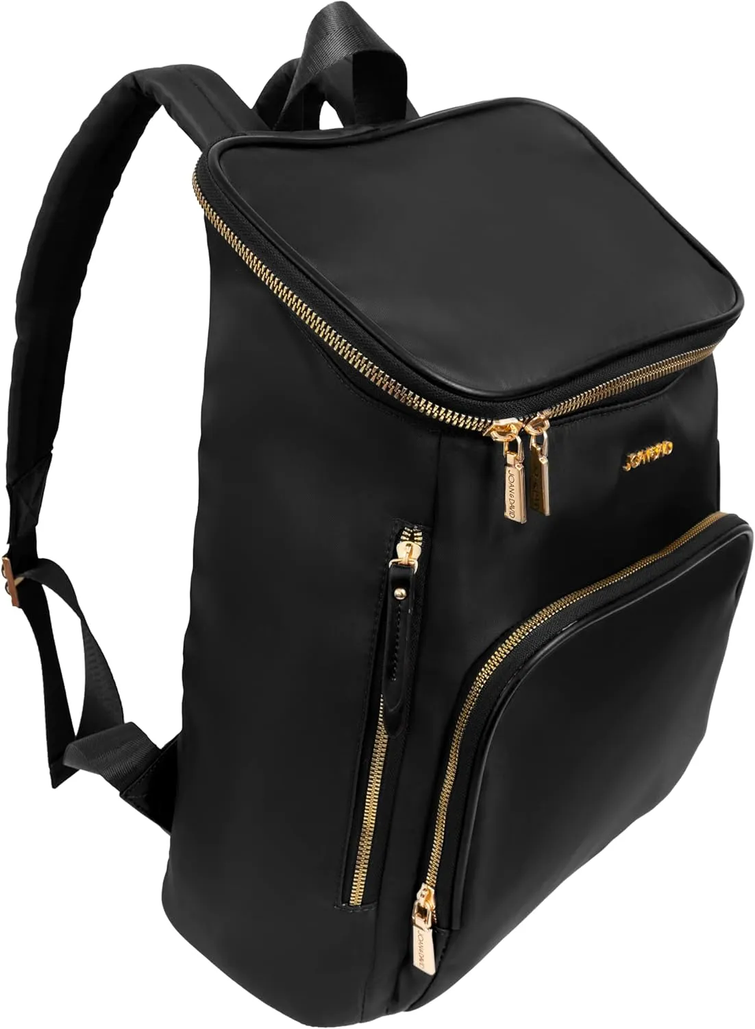Joan & David 18 Inch Twill Nylon Top Zip Workbook Backpack (Black)