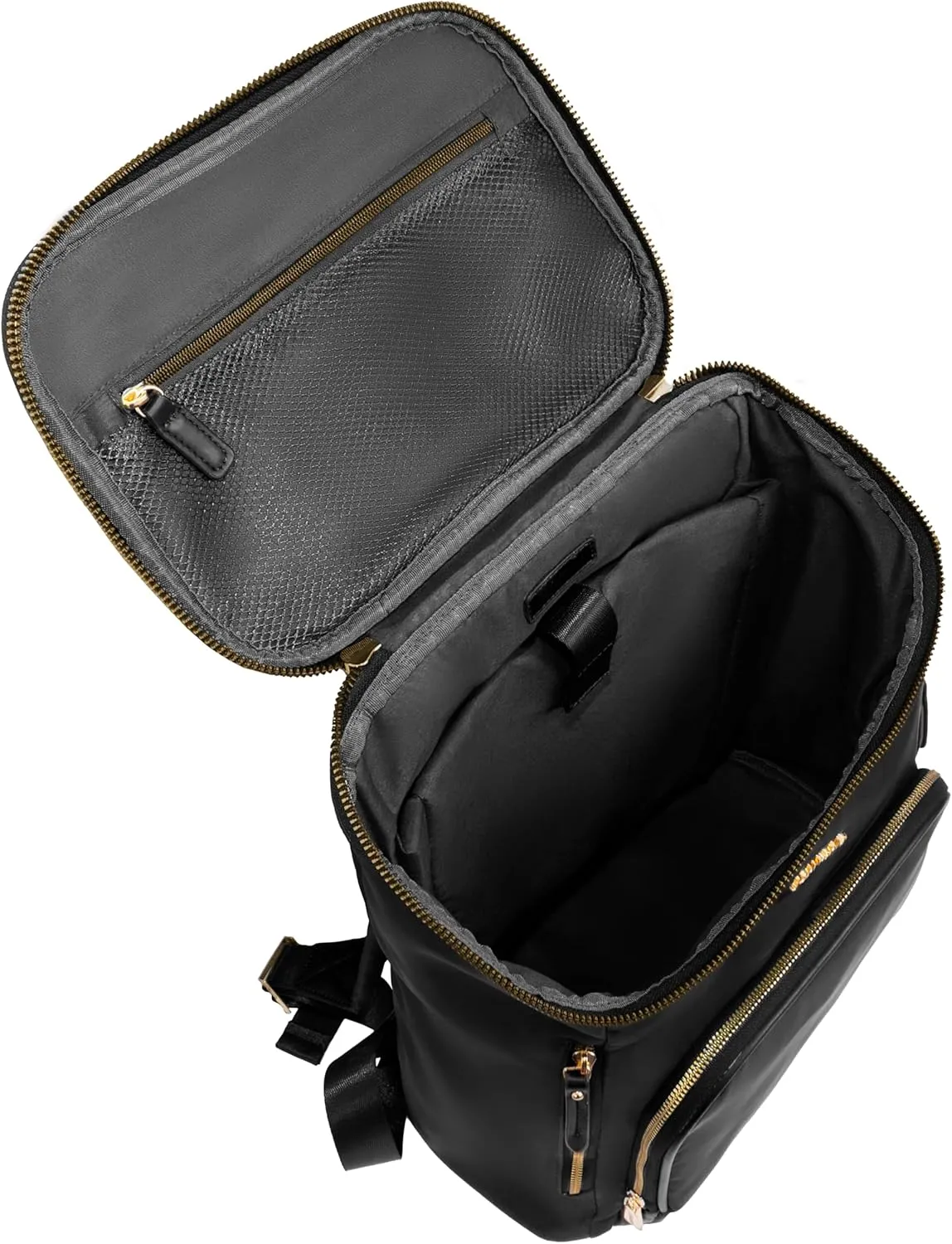 Joan & David 18 Inch Twill Nylon Top Zip Workbook Backpack (Black)