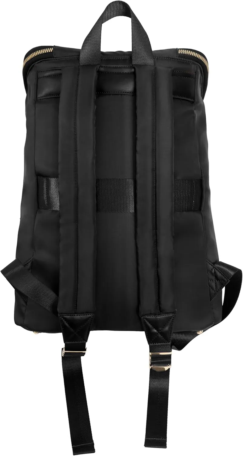 Joan & David 18 Inch Twill Nylon Top Zip Workbook Backpack (Black)