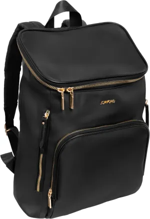 Joan & David 18 Inch Twill Nylon Top Zip Workbook Backpack (Black)