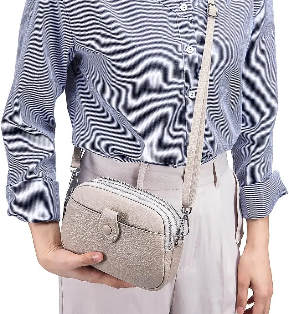 JONON Genuine Leather Crossbody Bags for Women Trendy, Leather Cell Phone Bag for Women, Fashion Small Shoulder Purse