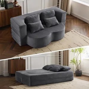JOYBASE 78in Sofa Couch Convertible Oversized Cloud Loveseat Minimalist Sleeper Sofa Bed for Living Room, Apartment, Office, No Assembly Required (Dark Grey)