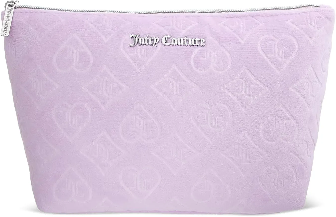 Juicy Couture Women's Cosmetics Bag - Travel Makeup and Toiletries Top Zip Wedge Pouch, Size One Size, Lavender