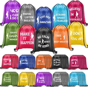 Kacctyen 60 Pcs Employee Appreciation Gifts Bags Bulk Drawstring Backpack 13" x 17" Thank You Inspiration Gifts Motivational Sports Sack Pack Gym Team Bag for Women Men Teachers Coworker Manager