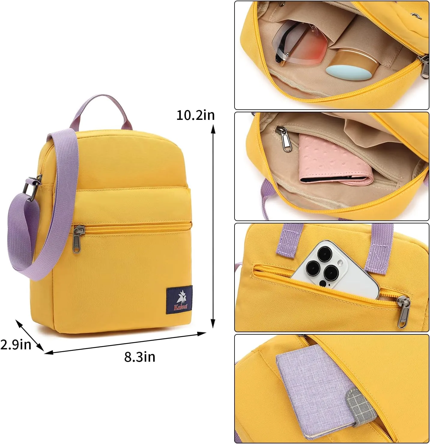Kalesi Small Canvas Crossbody Bag and Purse Set for Girls and Women