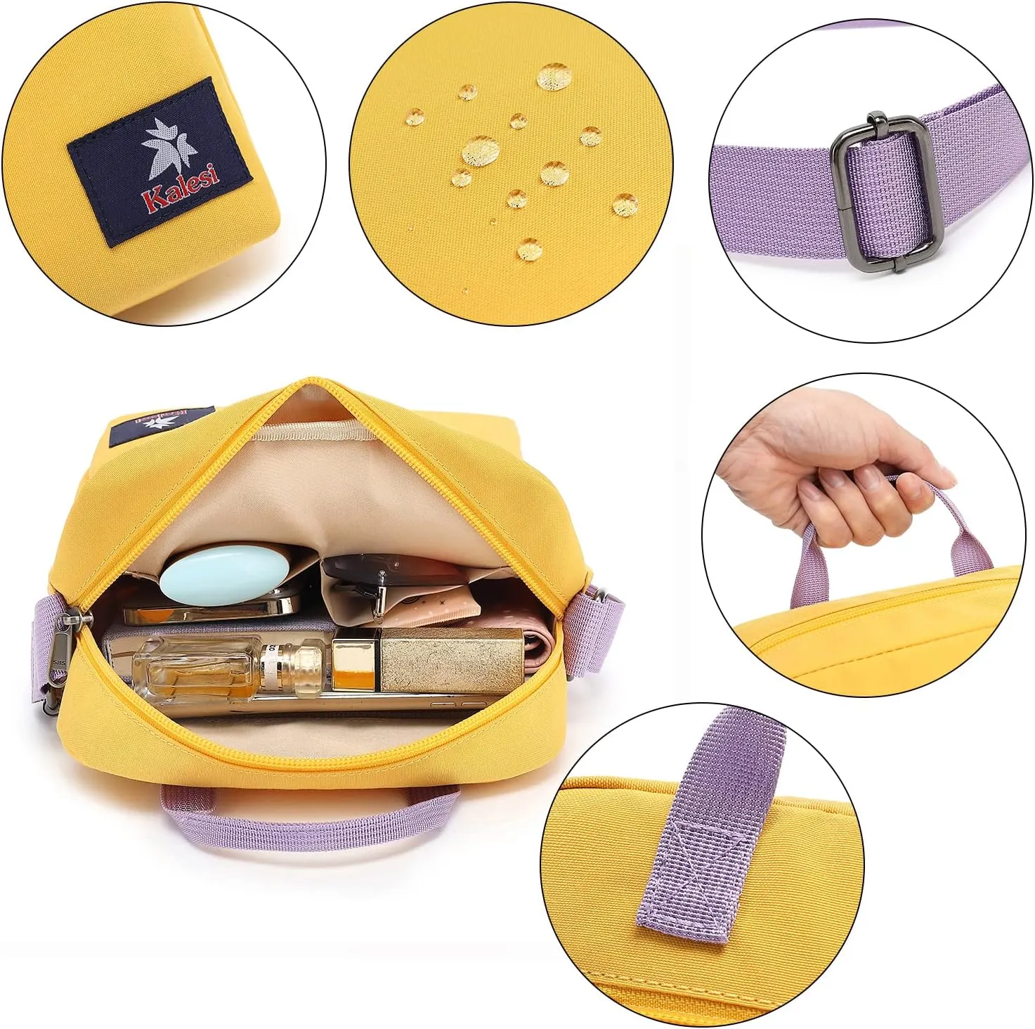 Kalesi Small Canvas Crossbody Bag and Purse Set for Girls and Women