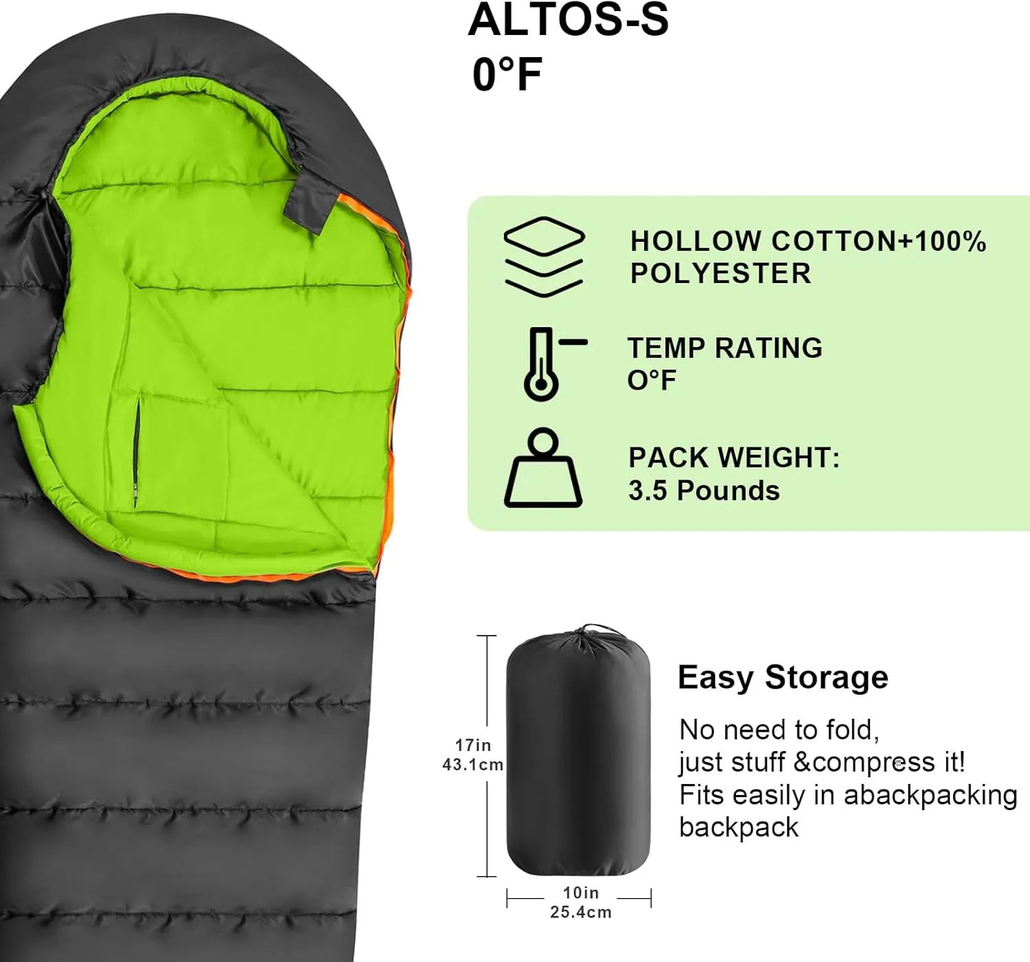KAMPKEEPER Mummy Sleeping Bag for Adults,3-4 Seasons Cold Weather,Waterproof,Lightweight,Non-Snag Zipper with Adjustable Hood Perfect for Backpacking, Hiking,Camping