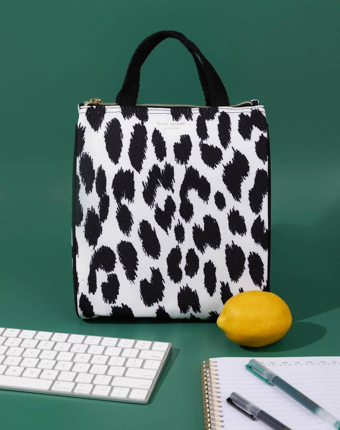 Kate Spade New York Cute Lunch Bag for Women, Large Capacity Lunch Tote, Adult Lunch Box with Silver Thermal Insulated Interior Lining and Storage Pocket (Modern Leopard)