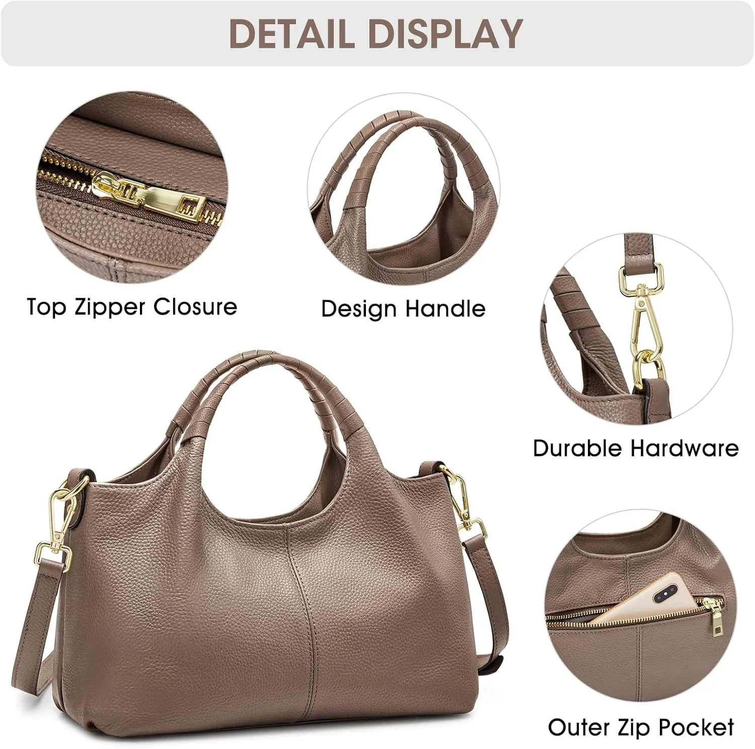 Kattee Leather Purses and Handbags for Women, Small Medium Crossbody Bags Trendy, Soft Shoulder Satchel Bags
