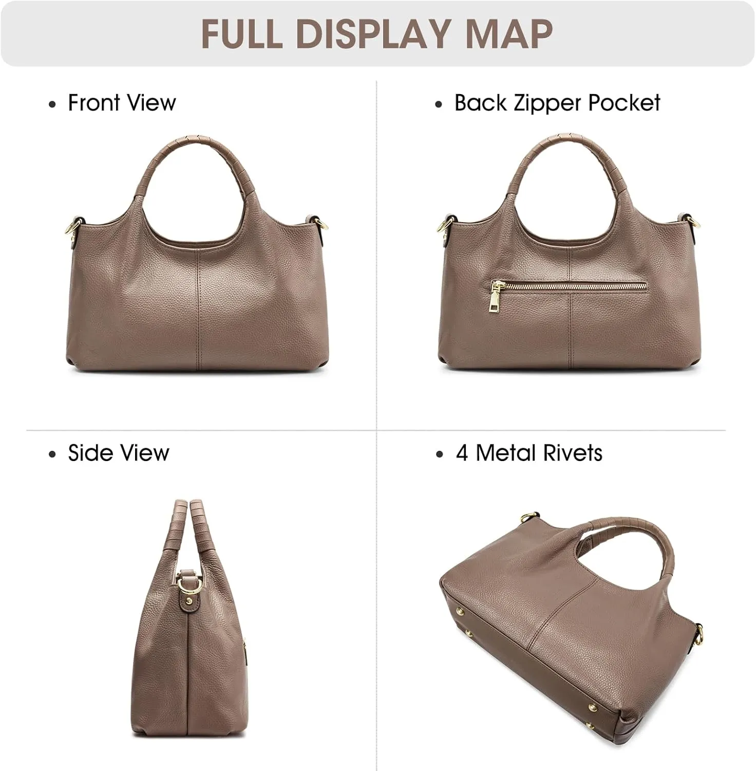 Kattee Leather Purses and Handbags for Women, Small Medium Crossbody Bags Trendy, Soft Shoulder Satchel Bags