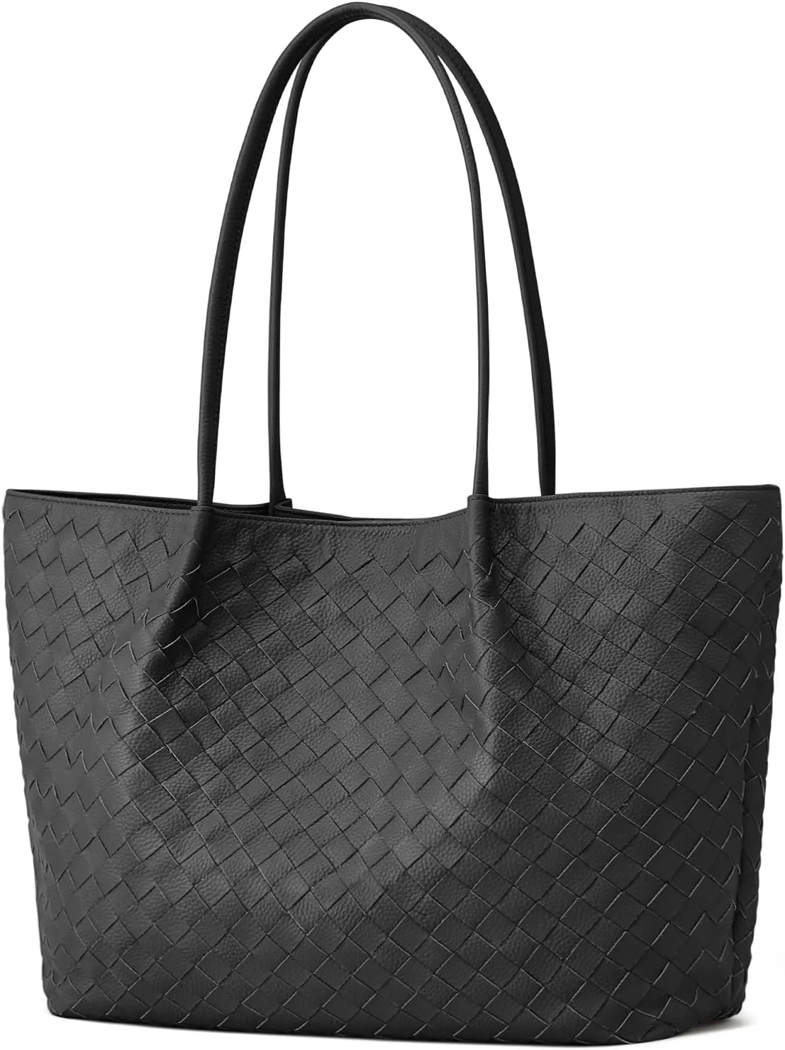 Kattee Woven Tote Handbag for Women, Leather Large Tote Purse for Women Hobo Shoulder Bag Weekender Bags,14L