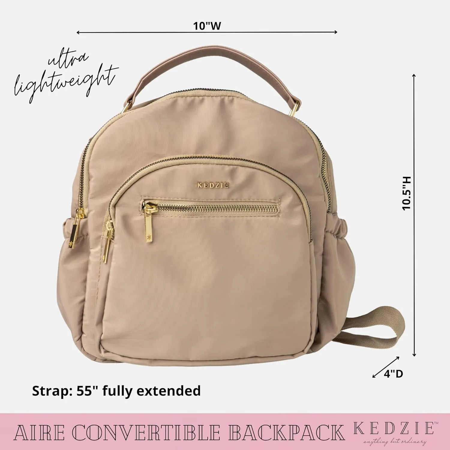 KEDZIE Aire Convertible Backpack Purse Fashion Crossbody Carry On Bag for Women