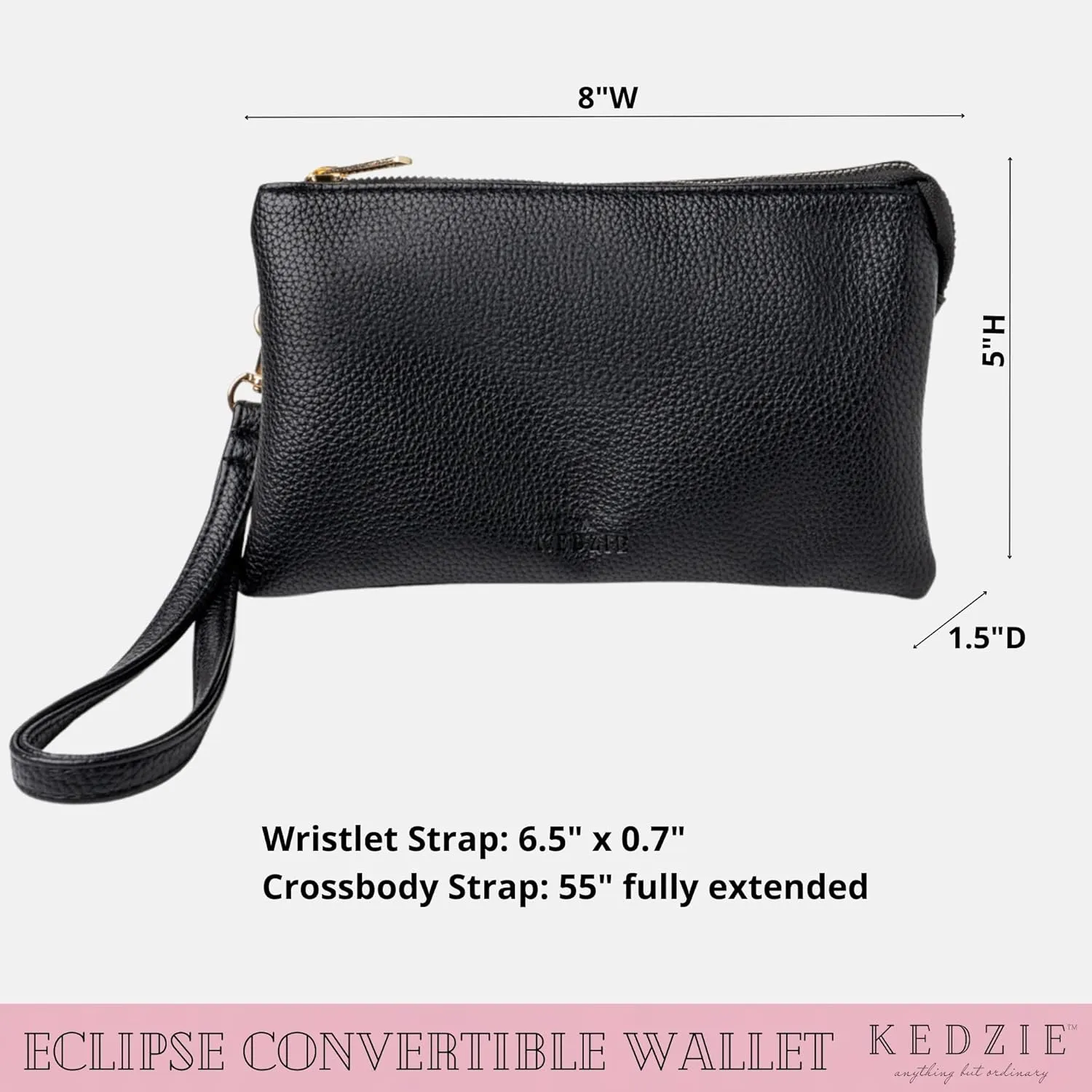 KEDZIE Eclipse Vegan Leather Convertible Purse Wallet Crossbody Bag for Women