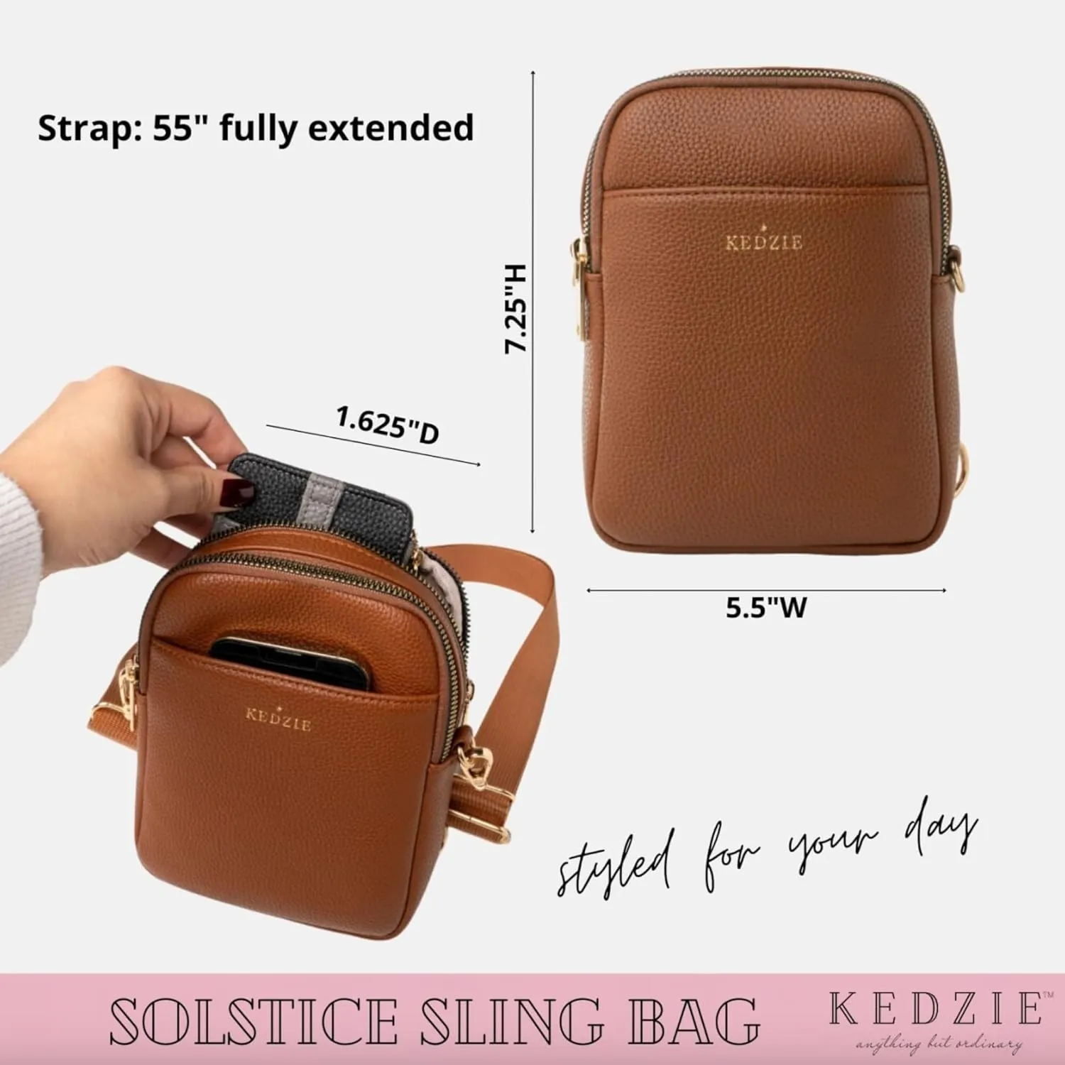 KEDZIE Solstice Convertible Sling Bag Crossbody Purse for Women