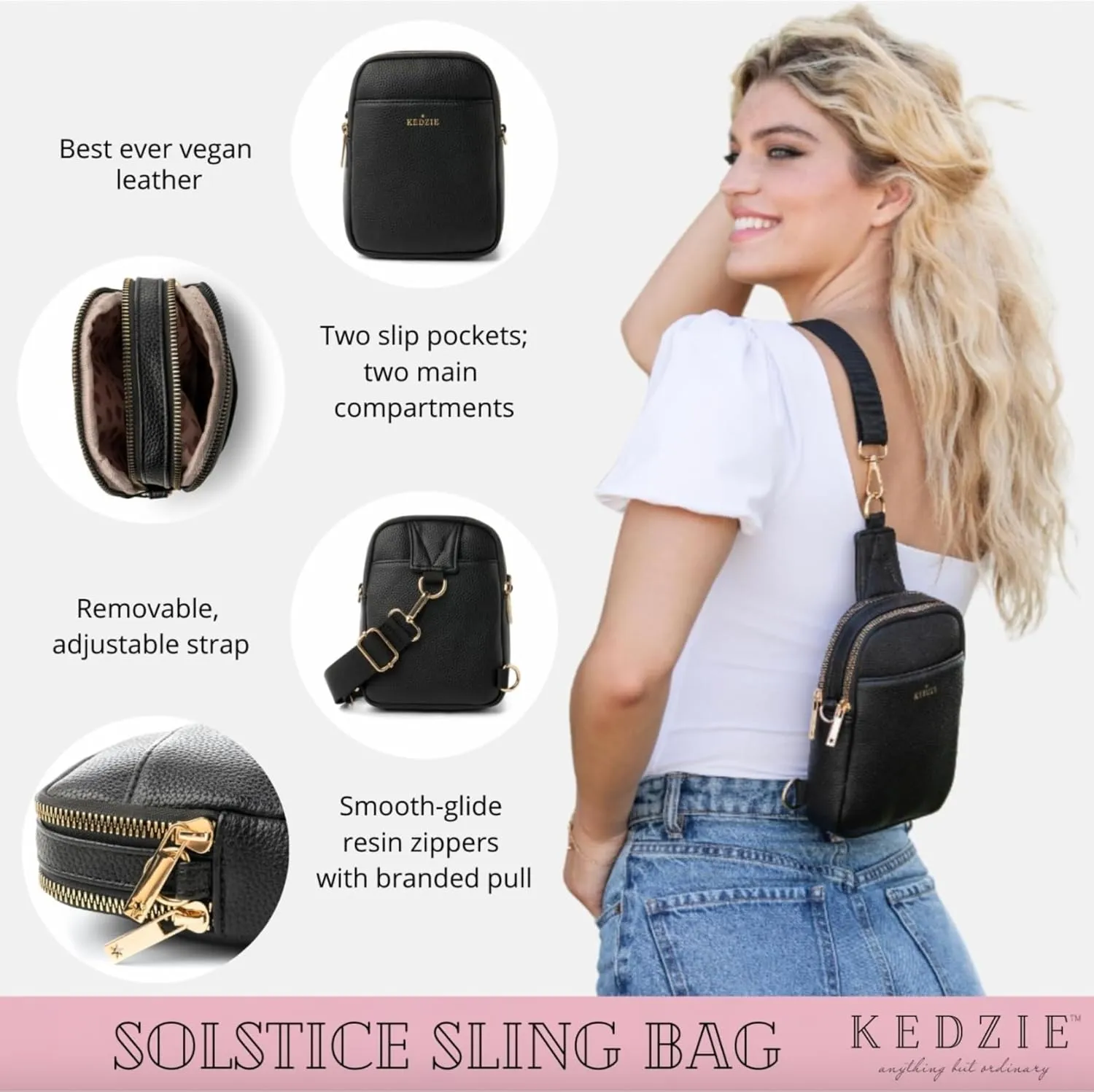 KEDZIE Solstice Convertible Sling Bag Crossbody Purse for Women
