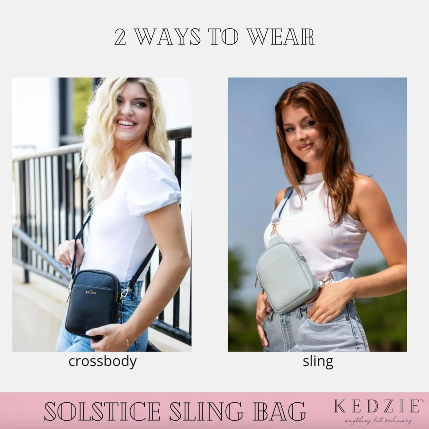 KEDZIE Solstice Convertible Sling Bag Crossbody Purse for Women