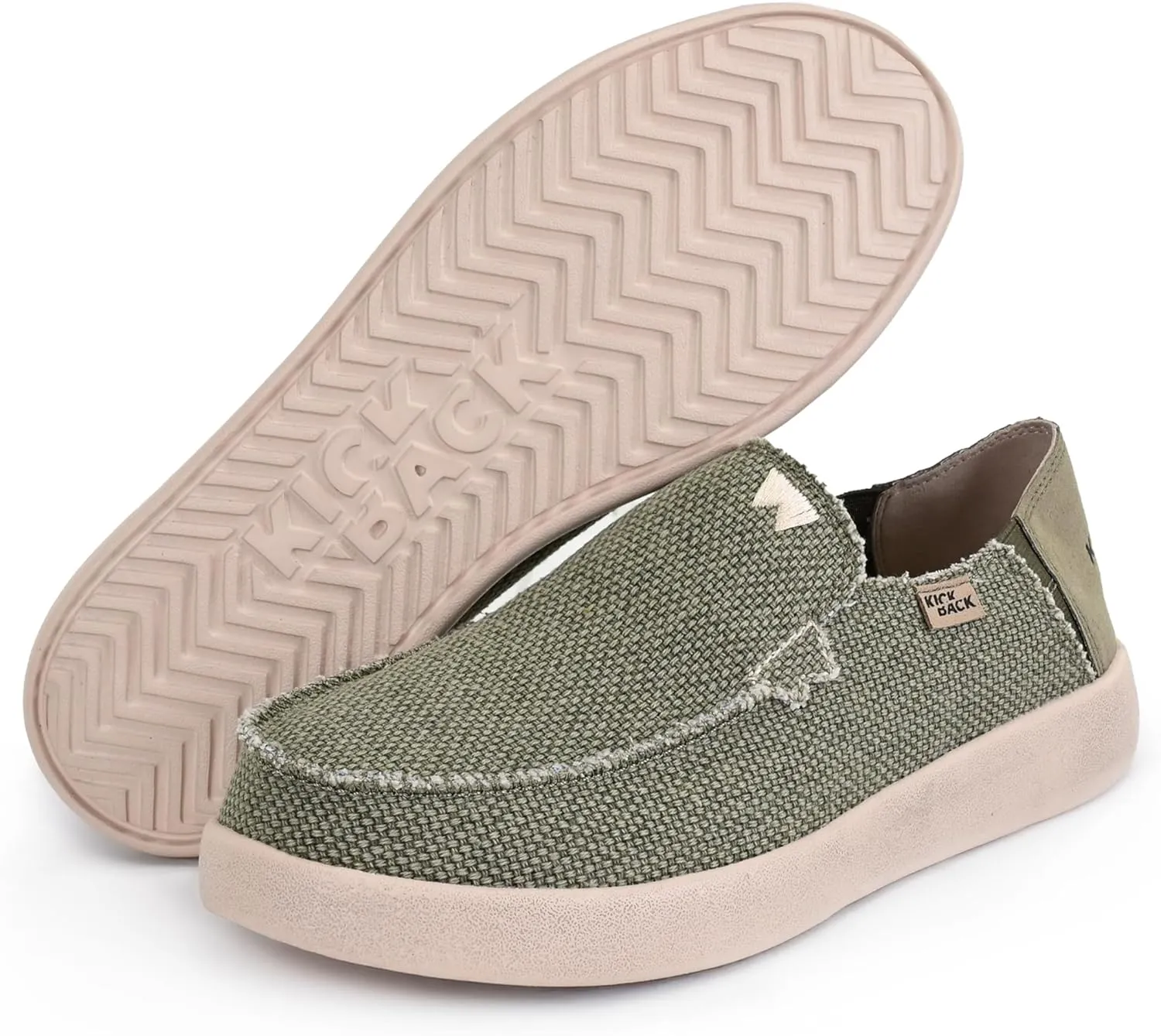 Kickback Barbeach Canvas Mens Slip On Loafers - Lightweight Canvas Slip in Shoes - with Leather Lined Memory Foam Insoles - Mens Casual Slip on Summer Shoes - Machine Washable