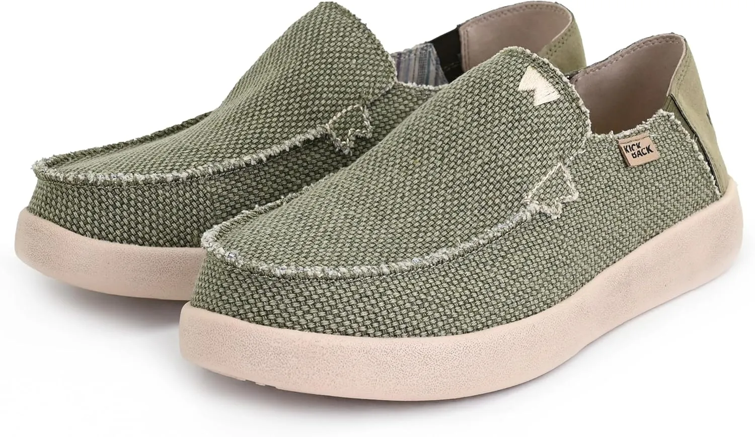 Kickback Barbeach Canvas Mens Slip On Loafers - Lightweight Canvas Slip in Shoes - with Leather Lined Memory Foam Insoles - Mens Casual Slip on Summer Shoes - Machine Washable