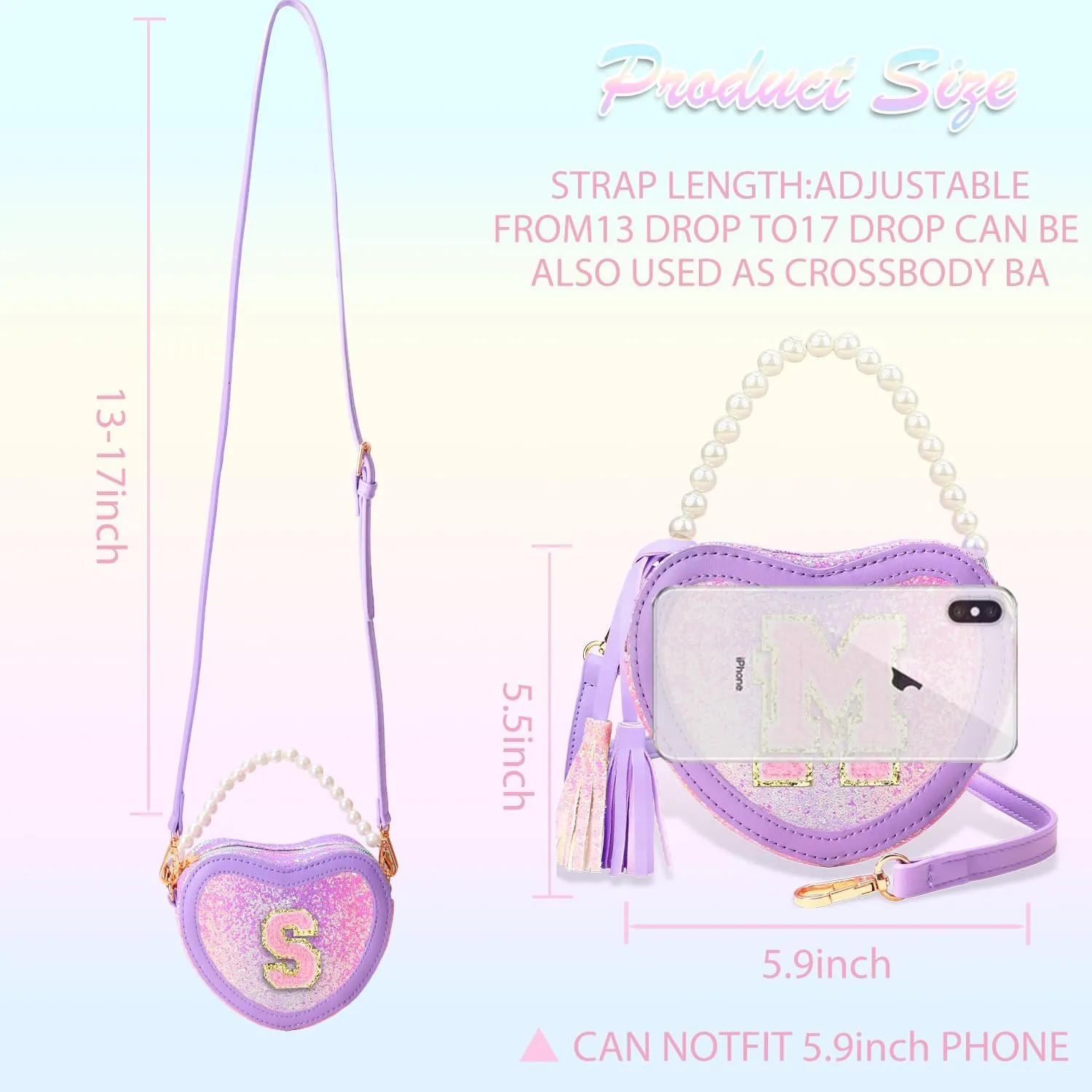 Kids Purse for Girls Heart Purse - Little Girls Toddler Purse Girls Shoulder Bag for Girls Gifts Purple S