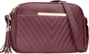 KKXIU Quilted Double Compartment Multiple Pocket Crossbody Bag for Women and Teen Girls Stylish Shoulder Purse with Tassel