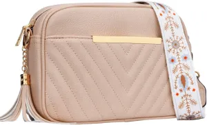 KKXIU Quilted Small Crossbody Bag for Women and Teen Girls Stylish Shoulder Purse with Wide Strap