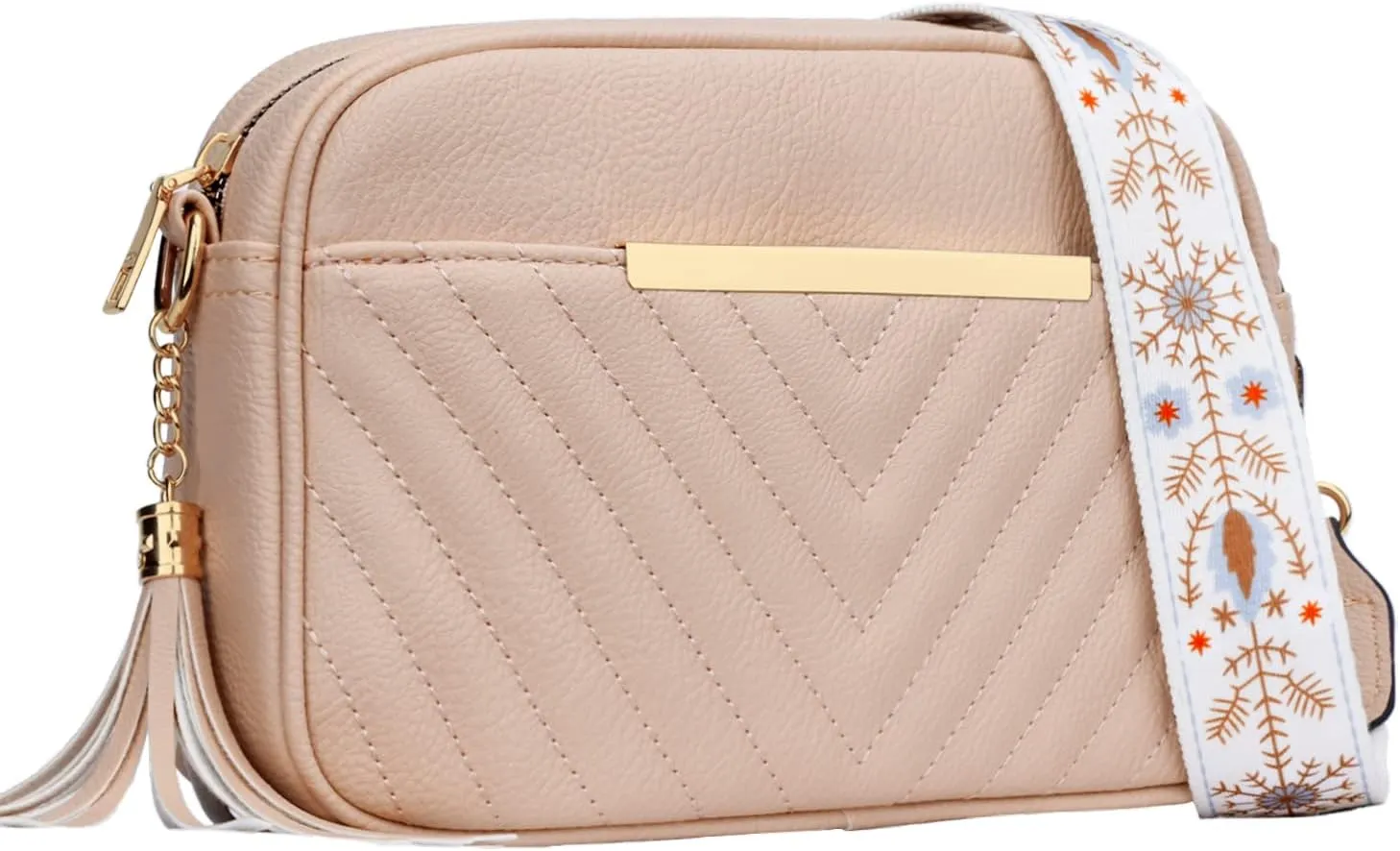 KKXIU Quilted Small Crossbody Bag for Women and Teen Girls Stylish Shoulder Purse with Wide Strap