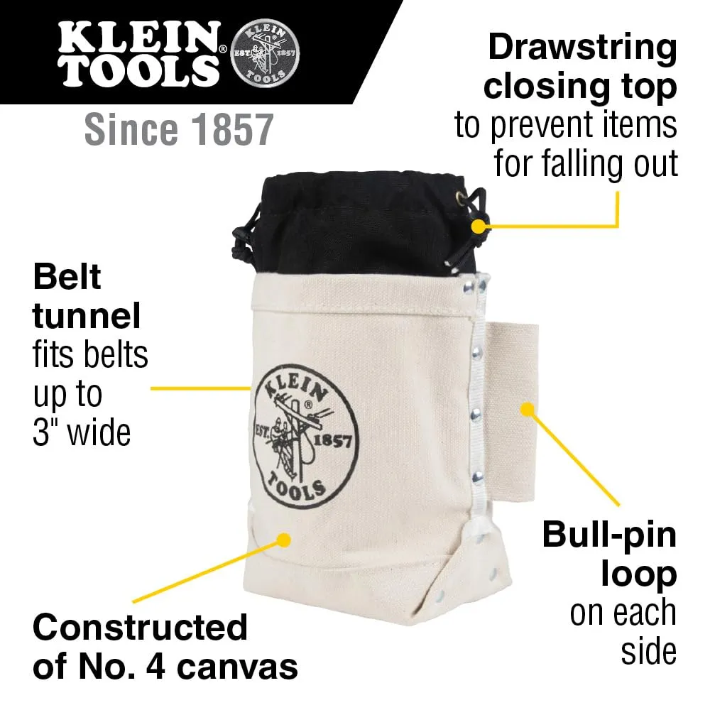 Klein Tools 5416TC Tool Bag, Top Closing Bolt Bag with 3-Inch Drawstring, Load Rated with Tunnel Connect, 5 x 10 x 9-Inch