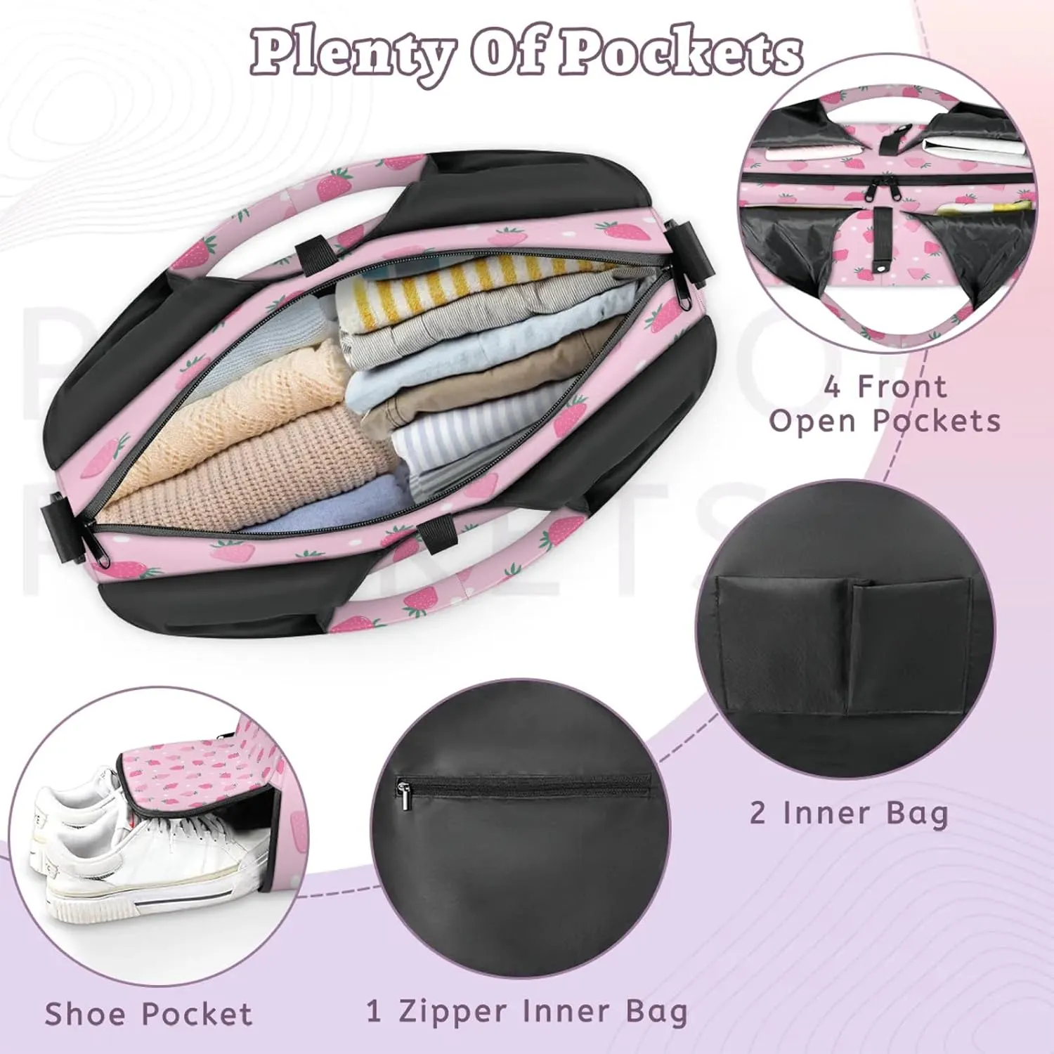 KOBLEN Yoga Gym Bags for Women Duffel Bag with Shoe Compartment and Yoga Mat Portable Weekender Bags for Pilates Travel Offices Workout Beach