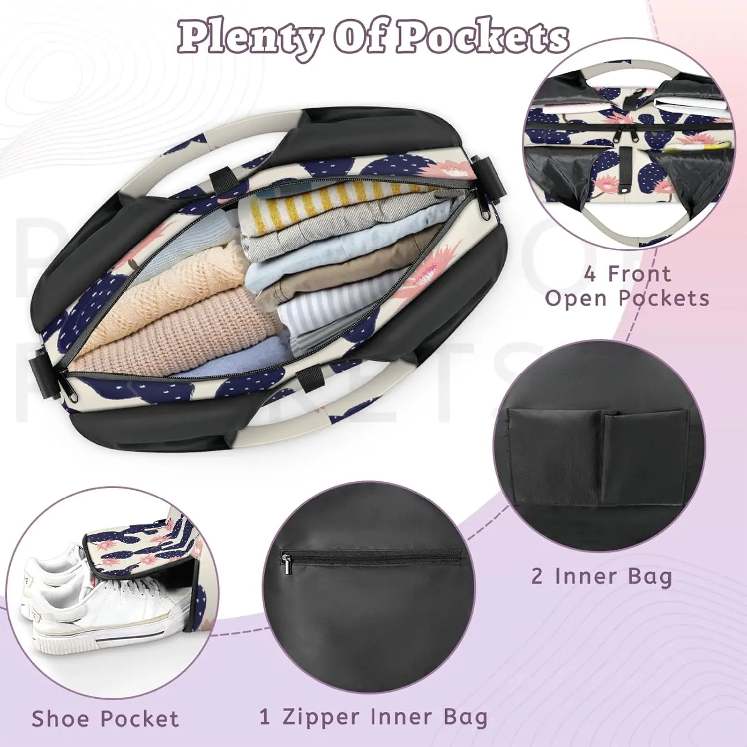 KOBLEN Yoga Gym Bags for Women Duffel Bag with Shoe Compartment and Yoga Mat Portable Weekender Bags for Pilates Travel Offices Workout Beach