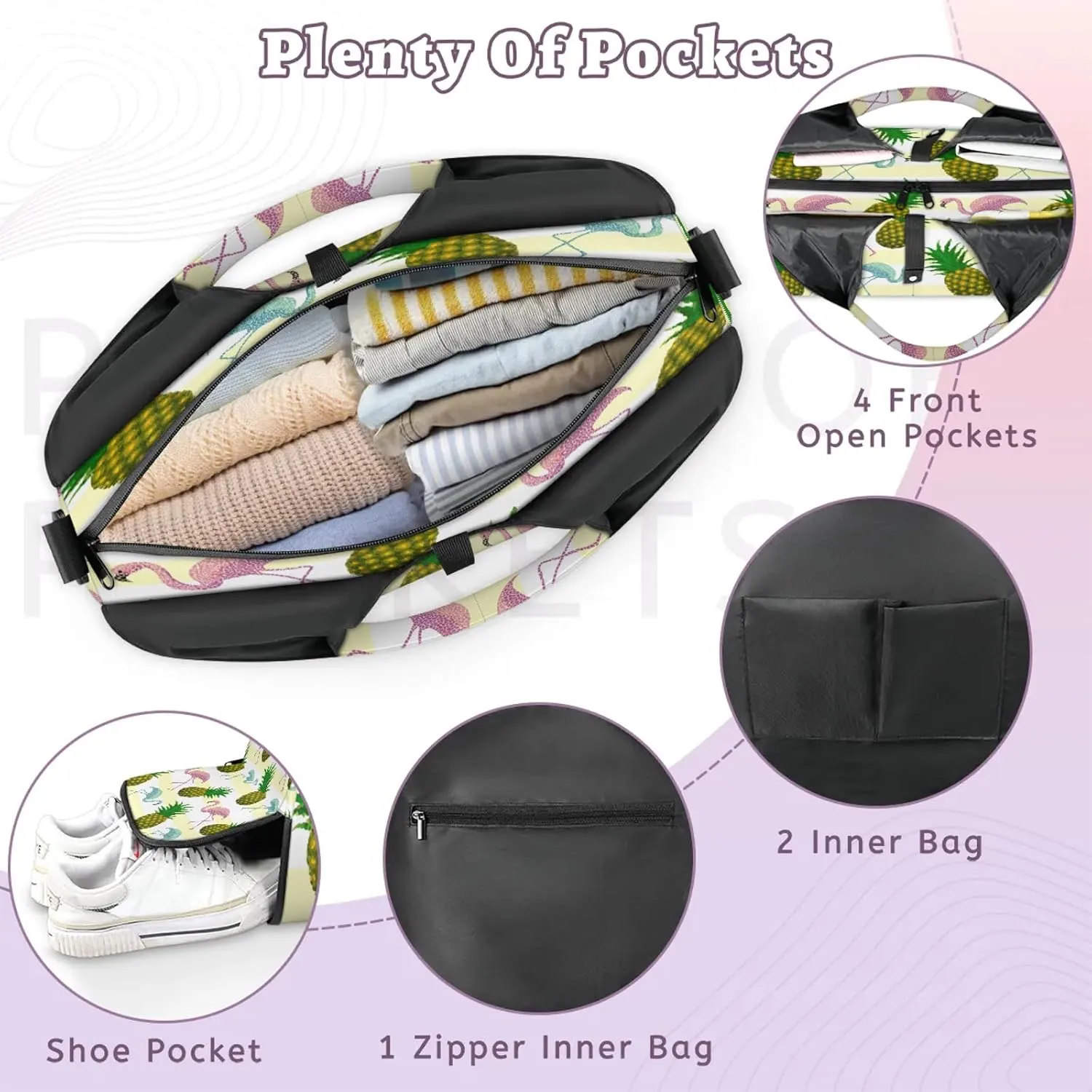 KOBLEN Yoga Gym Bags for Women Duffel Bag with Shoe Compartment and Yoga Mat Portable Weekender Bags for Pilates Travel Offices Workout Beach