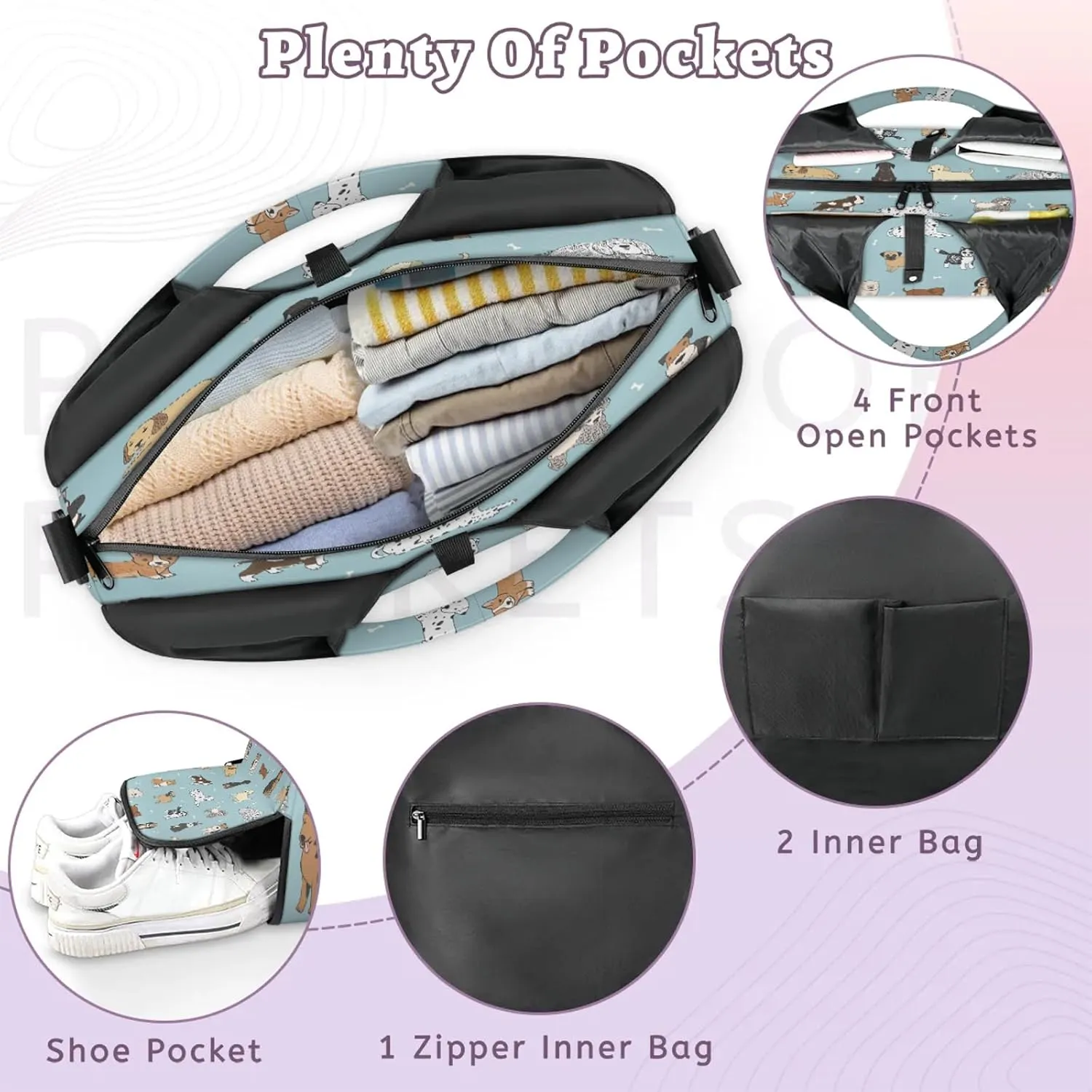 KOBLEN Yoga Gym Bags for Women Duffel Bag with Shoe Compartment and Yoga Mat Portable Weekender Bags for Pilates Travel Offices Workout Beach