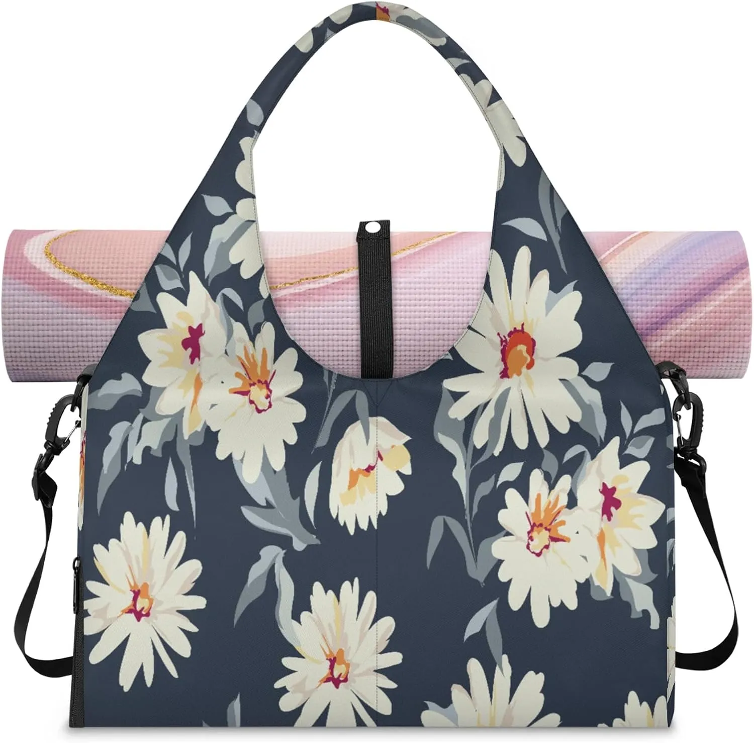 KOBLEN Yoga Gym Bags for Women Duffel Bag with Shoe Compartment and Yoga Mat Portable Weekender Bags for Pilates Travel Offices Workout Beach