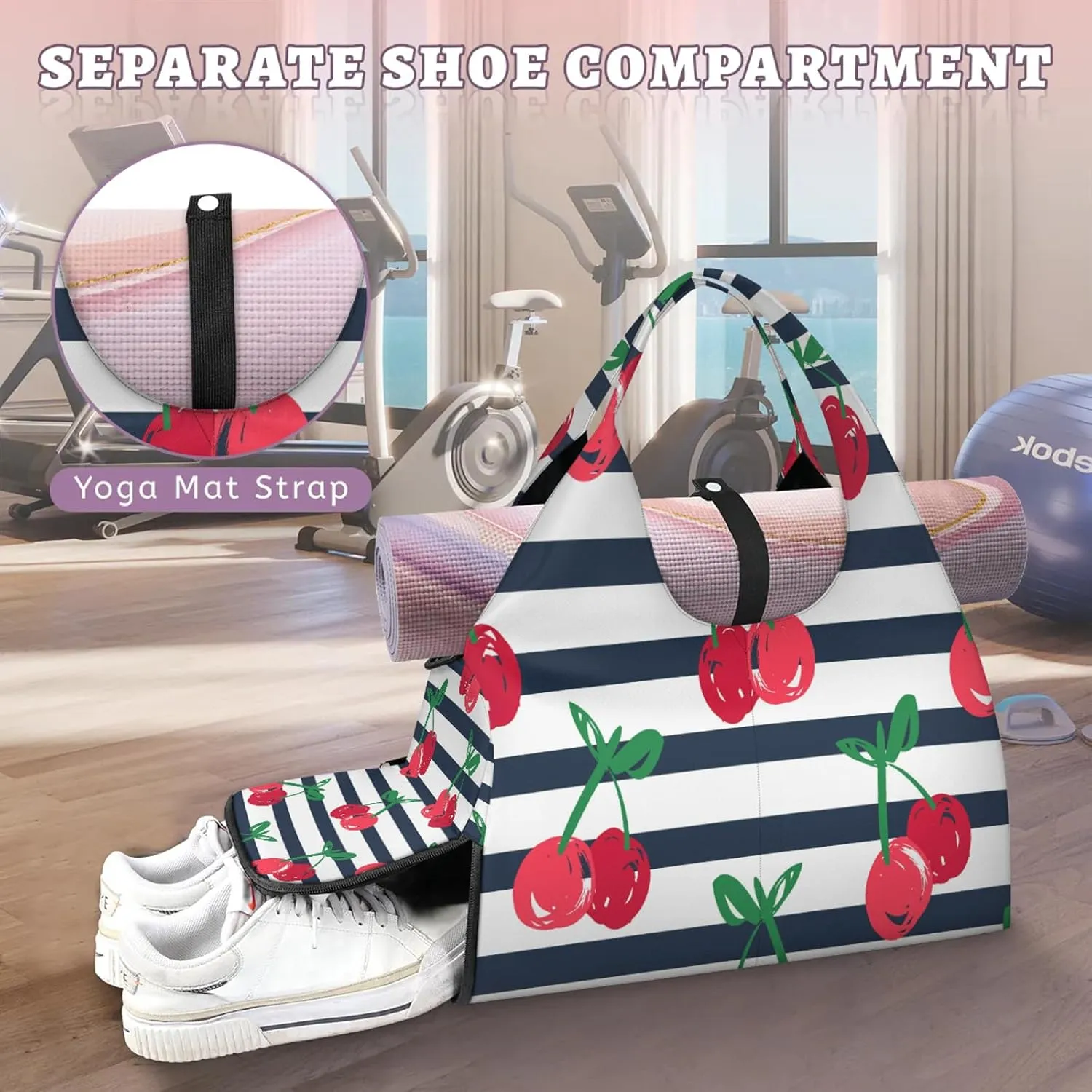KOBLEN Yoga Gym Bags for Women Duffel Bag with Shoe Compartment and Yoga Mat Portable Weekender Bags for Pilates Travel Offices Workout Beach