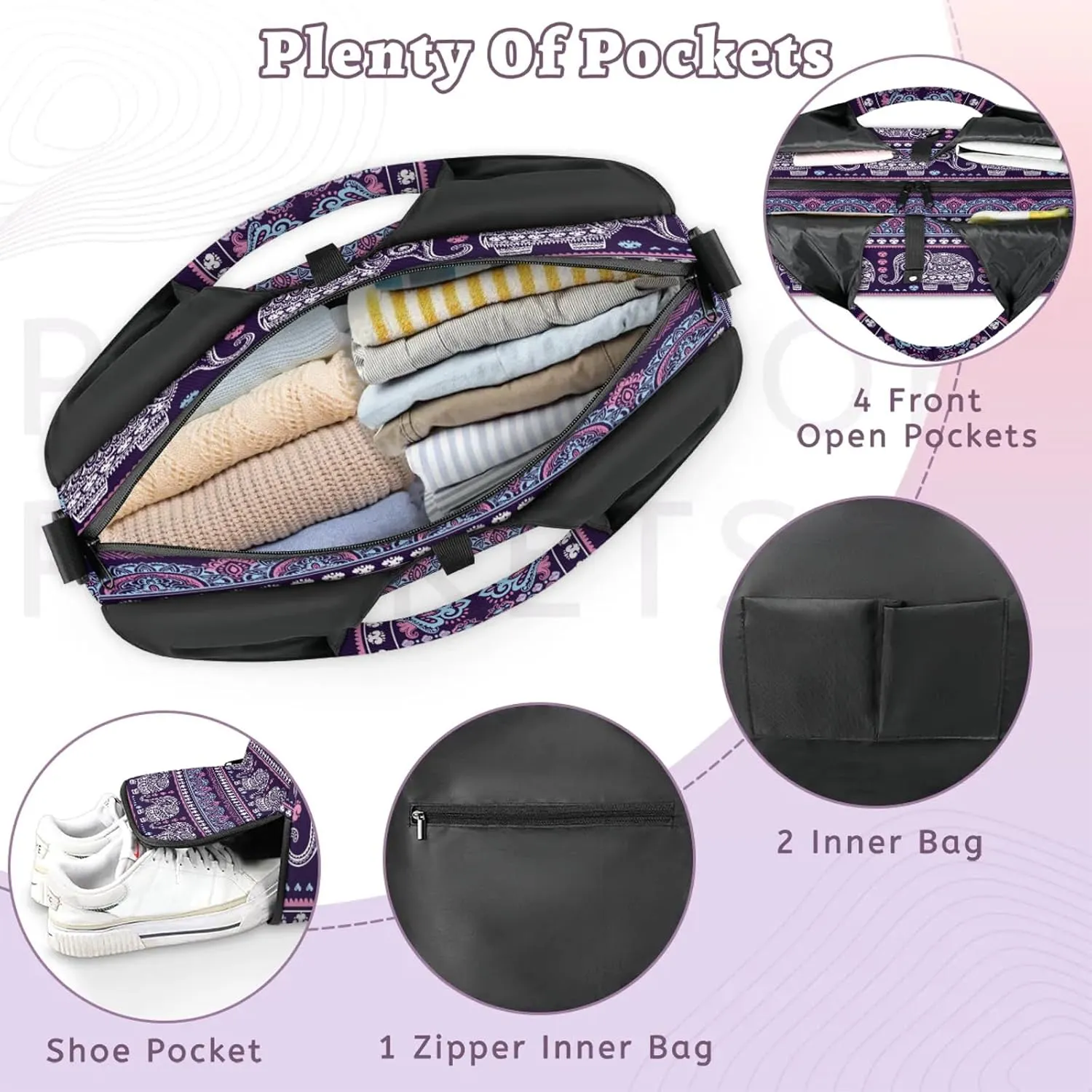 KOBLEN Yoga Gym Bags for Women Duffel Bag with Shoe Compartment and Yoga Mat Portable Weekender Bags for Pilates Travel Offices Workout Beach