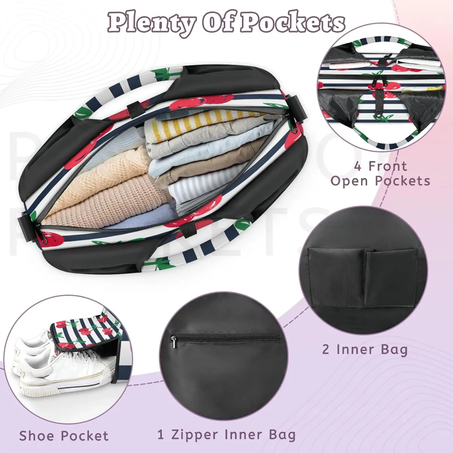 KOBLEN Yoga Gym Bags for Women Duffel Bag with Shoe Compartment and Yoga Mat Portable Weekender Bags for Pilates Travel Offices Workout Beach