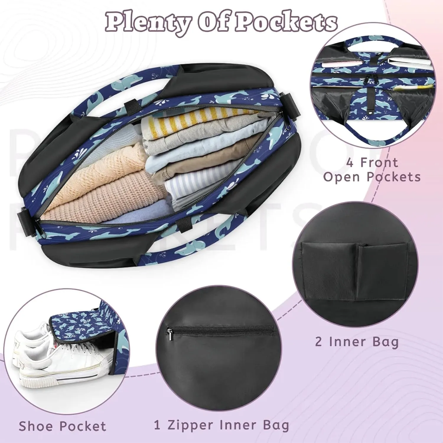 KOBLEN Yoga Gym Bags for Women Duffel Bag with Shoe Compartment and Yoga Mat Portable Weekender Bags for Pilates Travel Offices Workout Beach