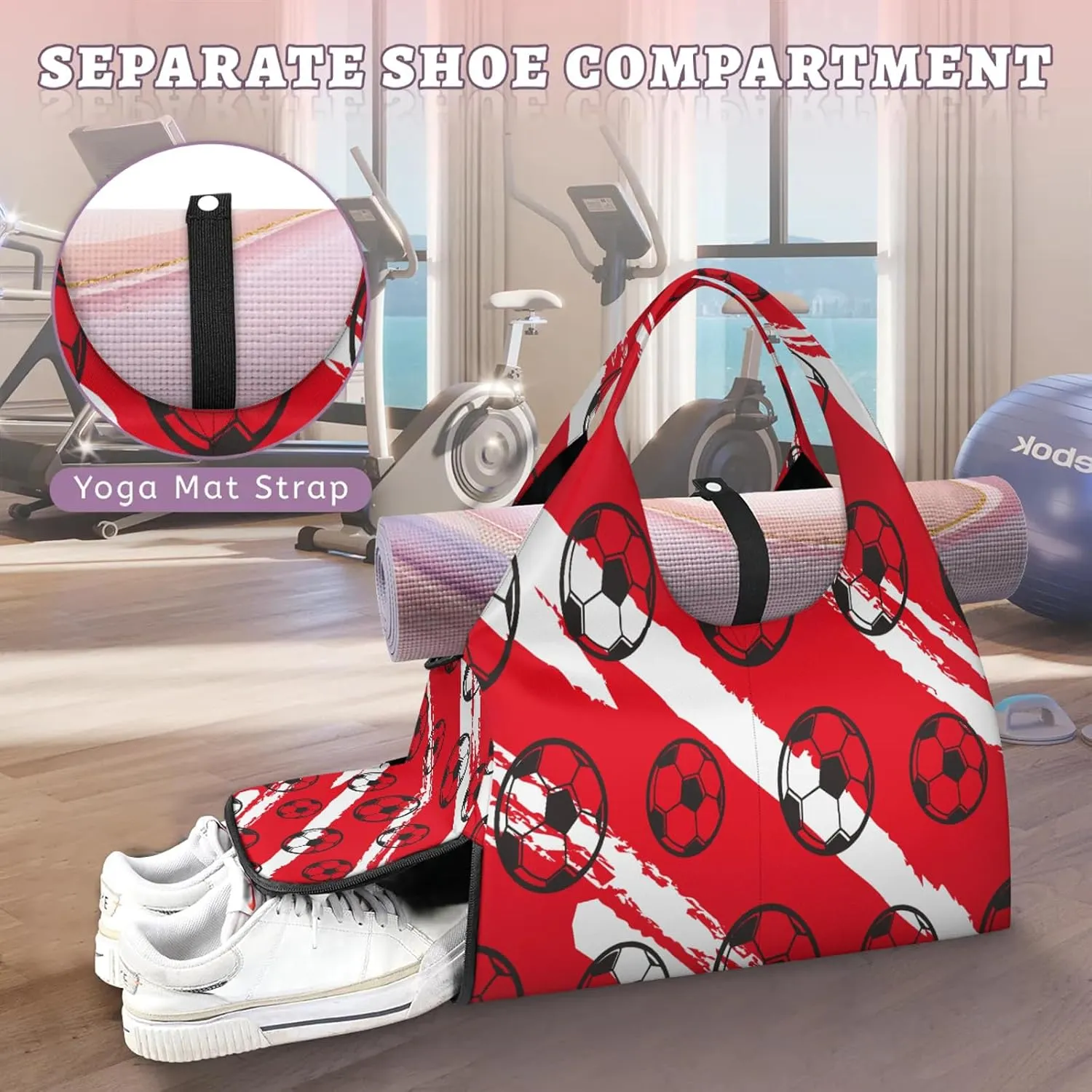 KOBLEN Yoga Gym Bags for Women Duffel Bag with Shoe Compartment and Yoga Mat Portable Weekender Bags for Pilates Travel Offices Workout Beach
