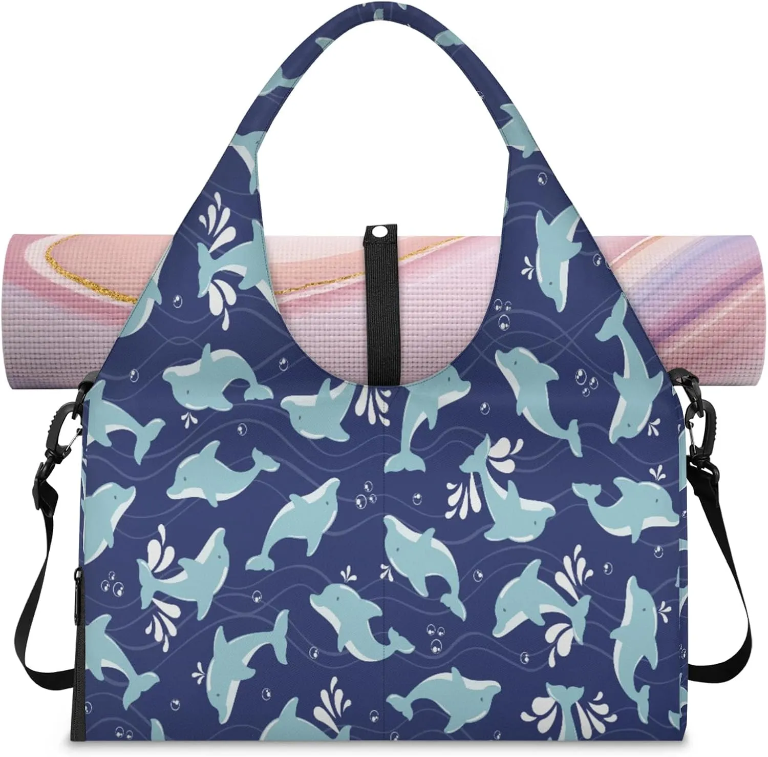 KOBLEN Yoga Gym Bags for Women Duffel Bag with Shoe Compartment and Yoga Mat Portable Weekender Bags for Pilates Travel Offices Workout Beach