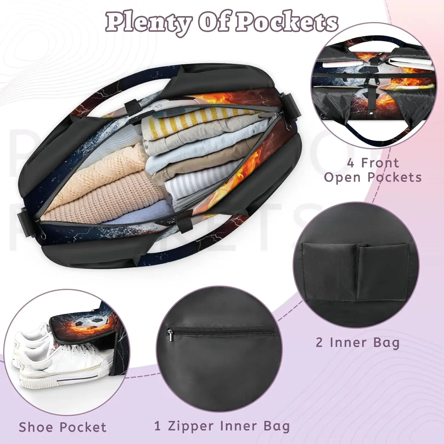 KOBLEN Yoga Gym Bags for Women Duffel Bag with Shoe Compartment and Yoga Mat Portable Weekender Bags for Pilates Travel Offices Workout Beach