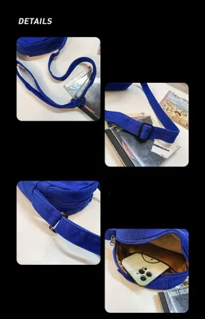 Korean Canvas Crossbody Bag Multifunction Casual Cute Shoulder Messenger Travel Bag for Teens Mini Preppy Purse (Black)