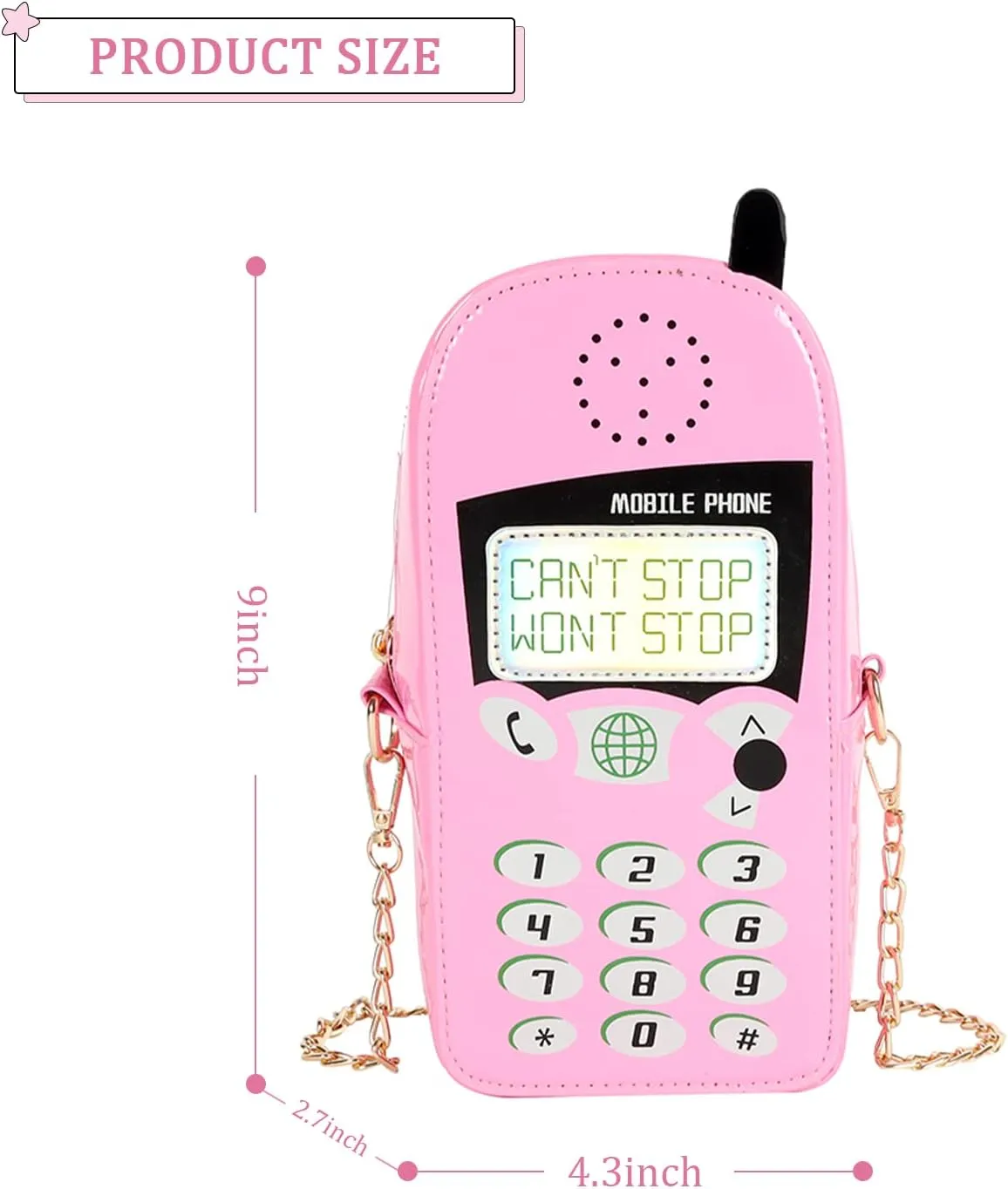 KUANG! Women Cute Digital Mobile Phone Shaped Shoulder Bag Funny Crossbody Bag Pu Messenger Chain Purse for Girls