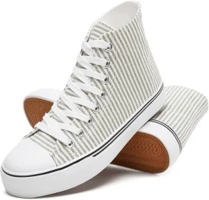 kufeiti Womens Canvas High Top Sneakers Fashion Hightop Tennis Shoes Lace Up Casual Walking Shoes