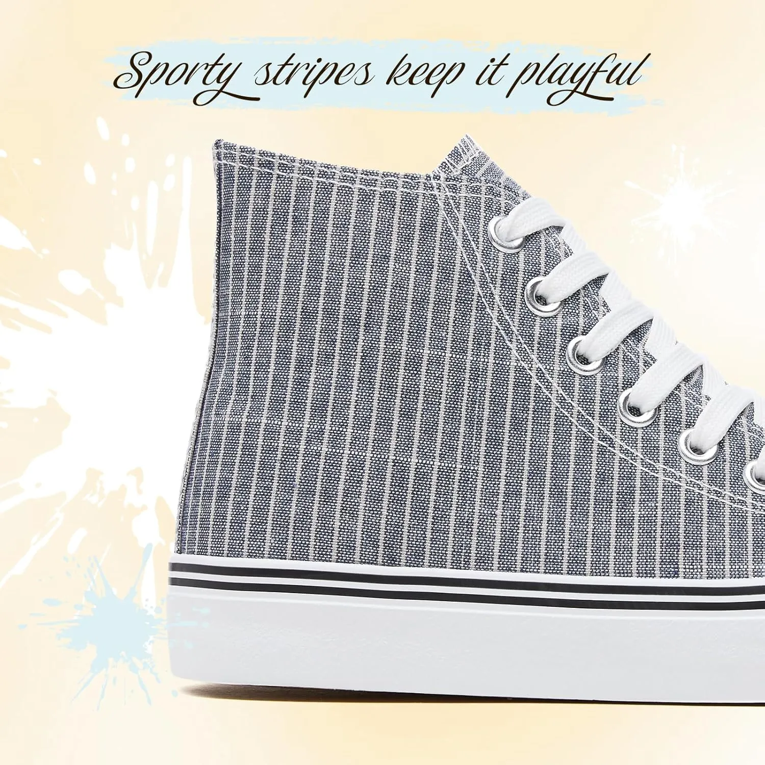 kufeiti Womens Canvas High Top Sneakers Fashion Hightop Tennis Shoes Lace Up Casual Walking Shoes