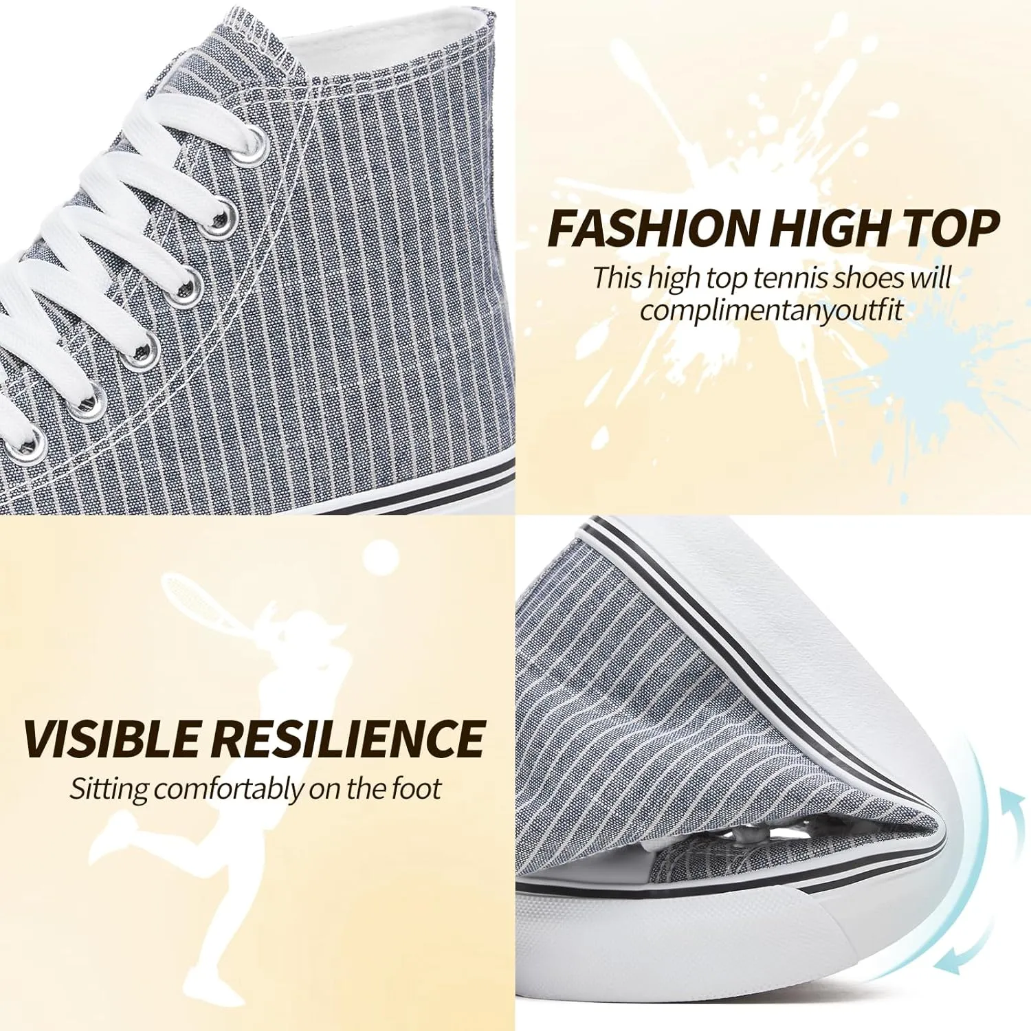 kufeiti Womens Canvas High Top Sneakers Fashion Hightop Tennis Shoes Lace Up Casual Walking Shoes